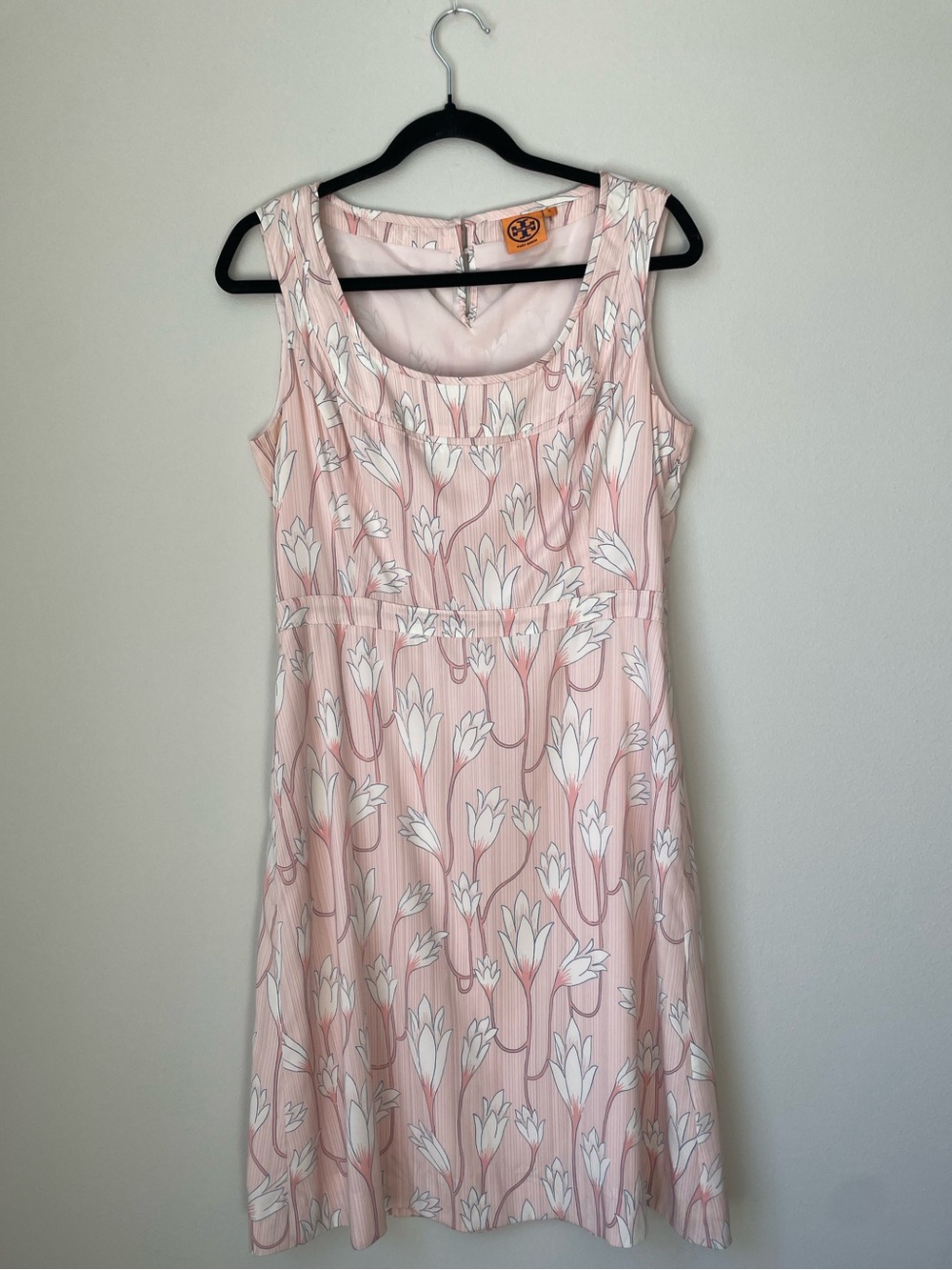 Tory Burch Pink Floral Silk Blend Sheath Dress Size 10 Sleeveless Lined